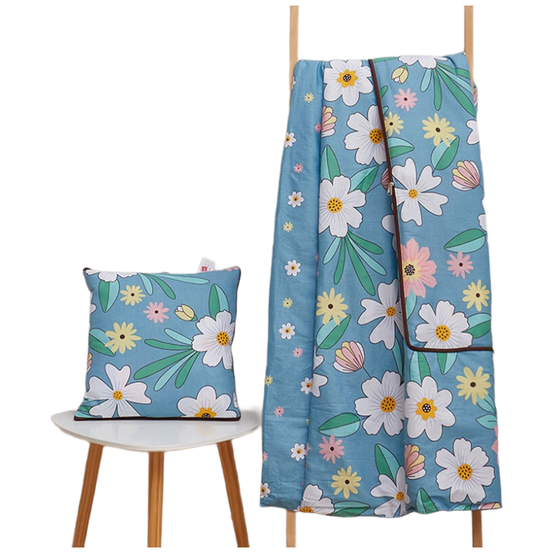 富居抱枕被子二合一全棉抱枕被辦公午睡被蓋毯子汽車載抱枕靠墊 印花