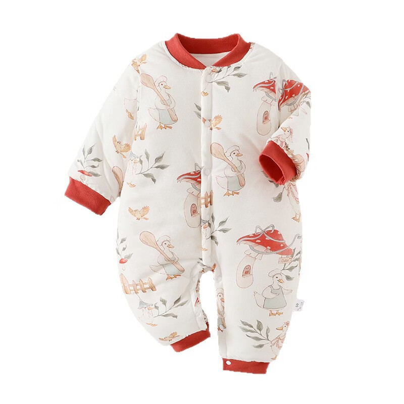 婴幼儿150克夹棉连体衣秋冬季保暖男女宝宝加厚哈衣爬服外出冬装 雨伞小猫【150克夹棉连体衣】 59cm 59码 适合身高52-59cm