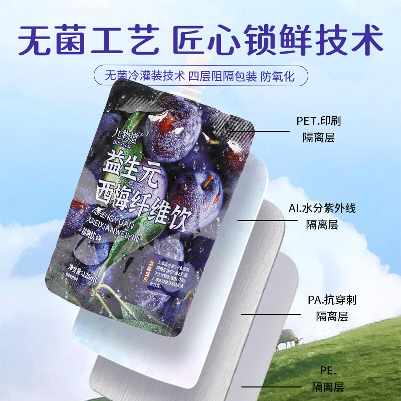 九物道益生菌西梅纤维饮高膳食纤维饮品通肠饮品饮料果汁 益生元西梅纤维饮十袋 120ml*10袋