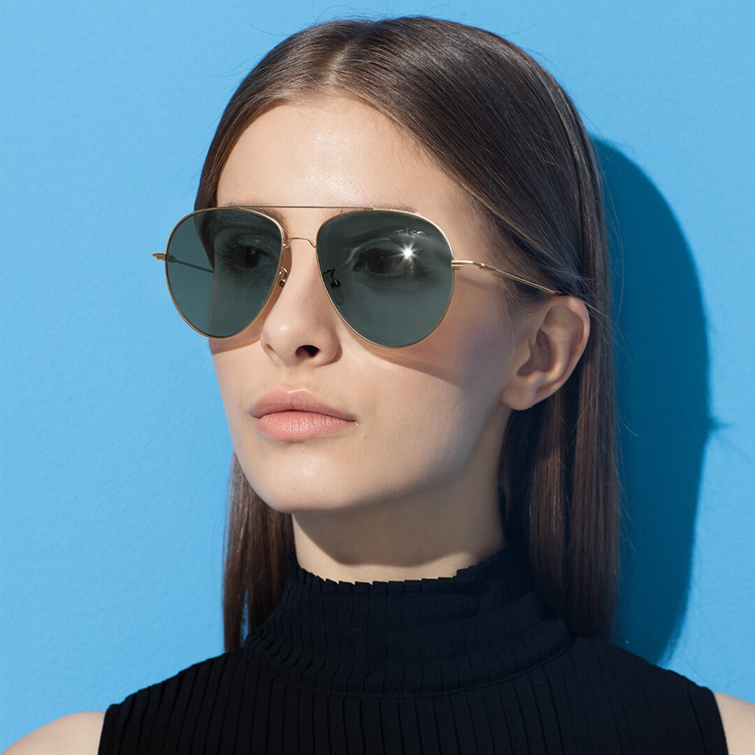 TUROK STEINHARDTTS飞行员太阳镜墨镜男女款尼龙偏光开车眼镜防紫外线太阳镜 金色（方框款）