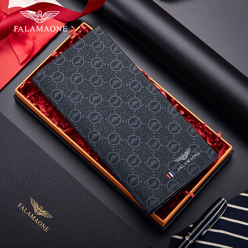 FALAMAONE轻奢男士钱包长款礼盒父亲节礼物送爸爸送男友老公 长款【高档实木礼盒】