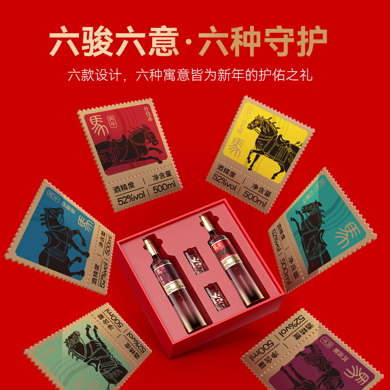 光良【新春礼盒】瑞马迎春52度浓香型纯粮食酒春节送礼500ml*2礼盒 52%vol 500mL 2瓶 礼盒装