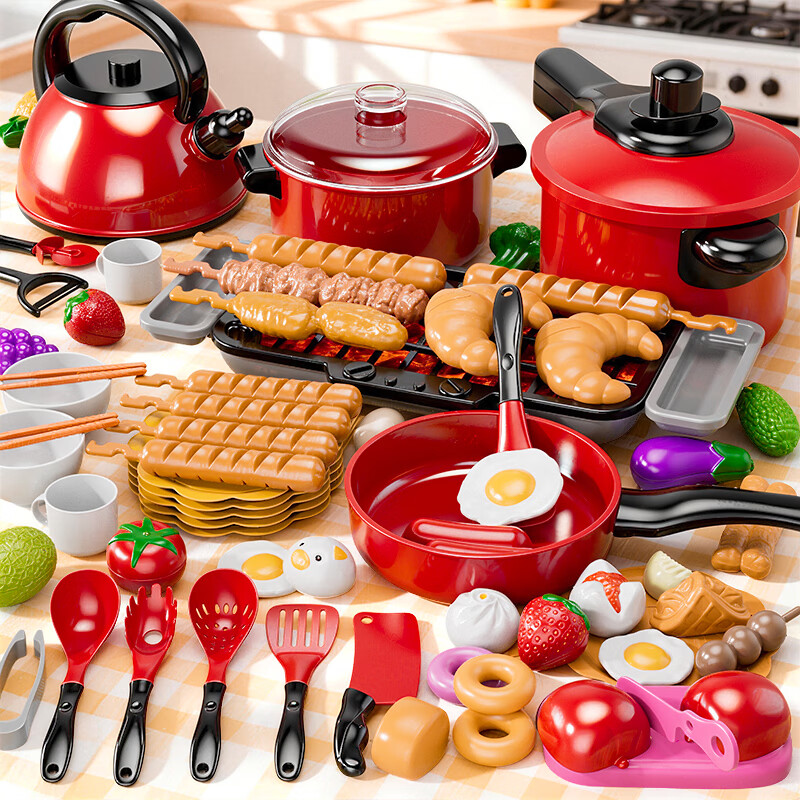 妙贝乐迷你小厨房儿童过家家玩具仿真厨房切切乐玩具做饭女孩生日礼物