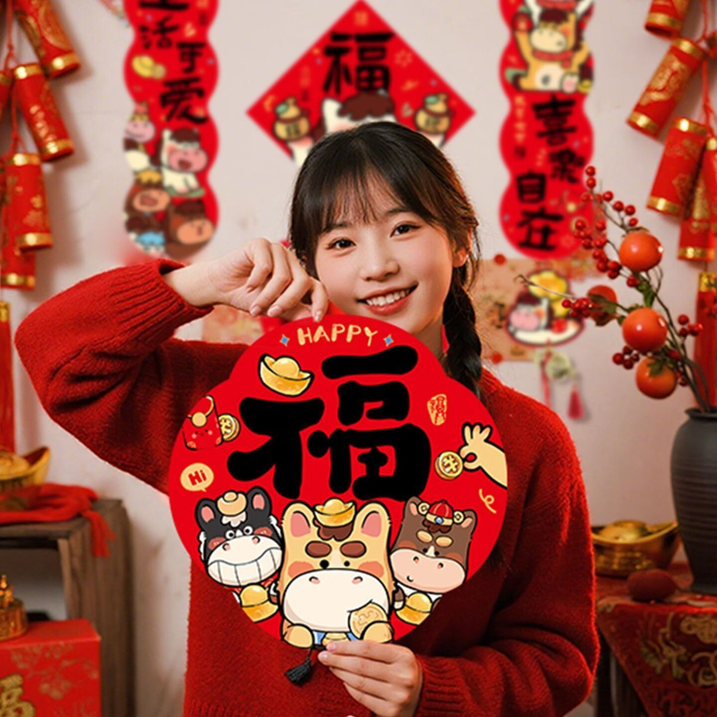 小红书同款马年磁吸AA 五福临门 磁吸对联/冰箱贴