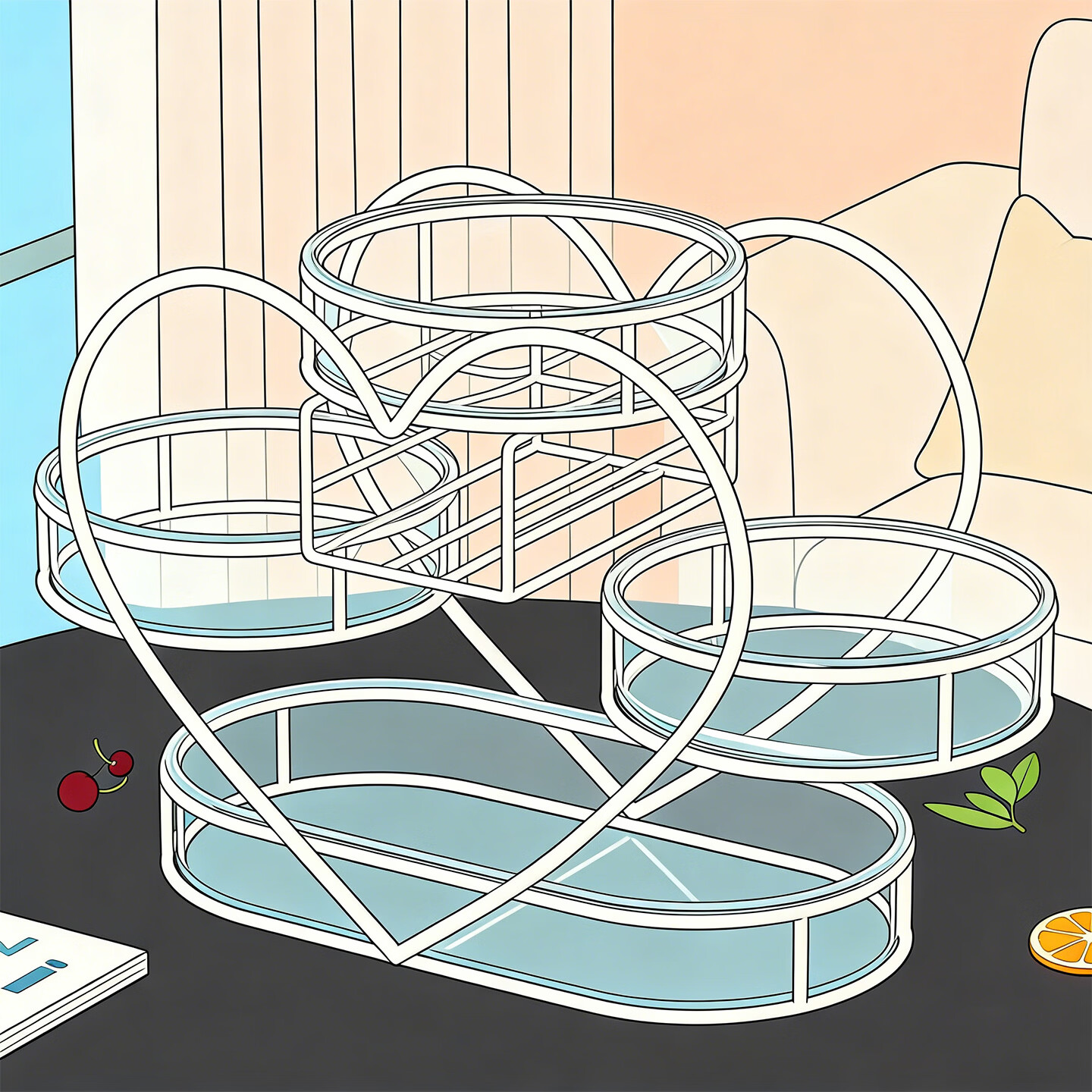 尔思家水果盘客厅家用高颜值桌面零食收纳盒果盘高级感盒商务茶几托盘 白色