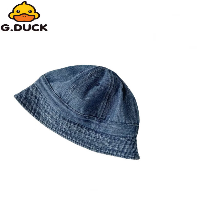 G.duck婴幼儿帽子春秋季儿童牛仔渔夫帽夏韩版潮盆帽宝宝男女童遮阳防晒 浅蓝牛仔 大码52cm/约1.5-4岁