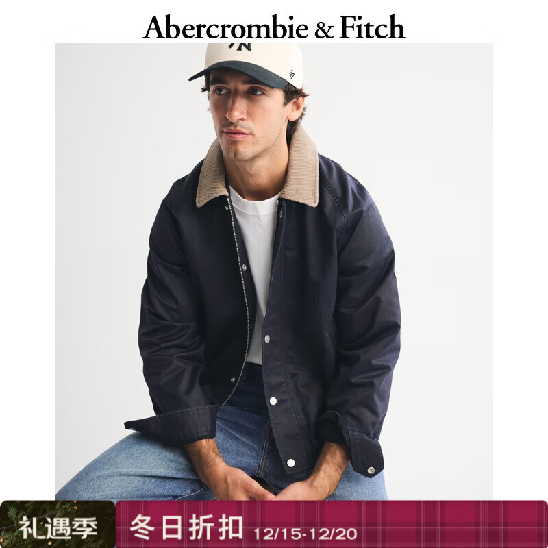 Abercrombie &amp; Fitch【巴恩风】美式经典百搭灯芯绒夹克外套25秋冬男装132-5090 蓝黑色 M (180/100A)