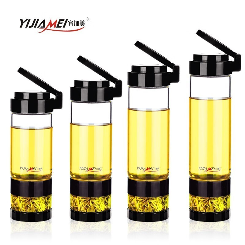 苗苗红 茶水分离双层玻璃多功能泡茶杯男士带盖过滤水杯送老师礼物 YJ B88 一层玻璃杯身 7XL