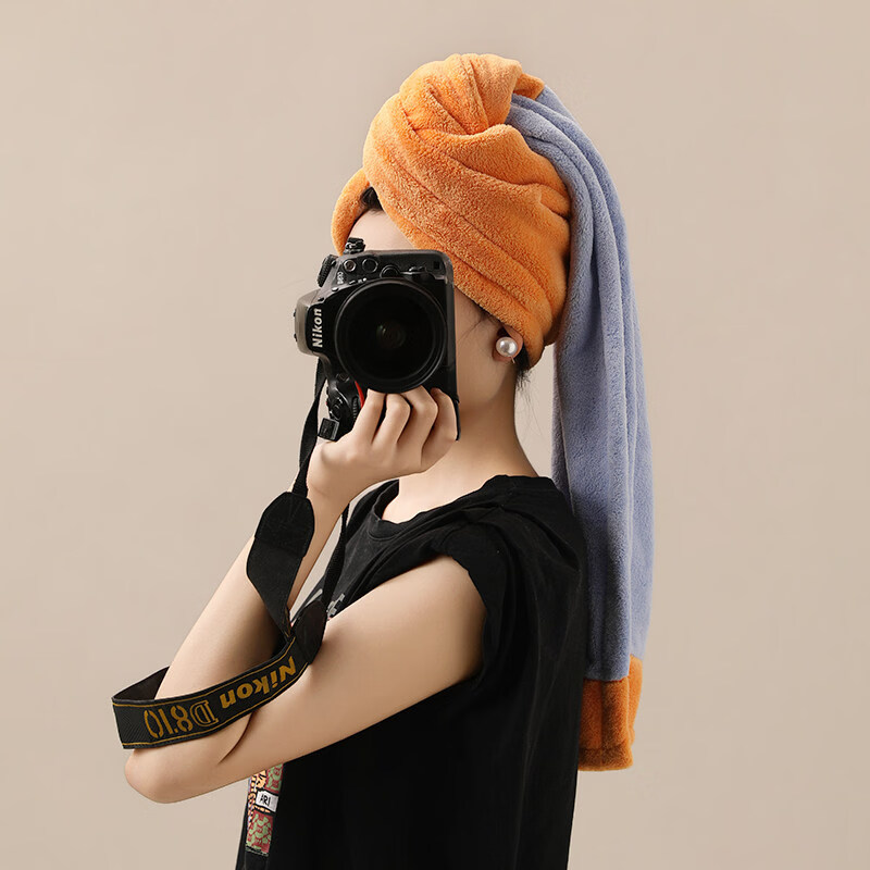 毛毛雨新款速干干发帽 橙兰之约【10A&A类标准】