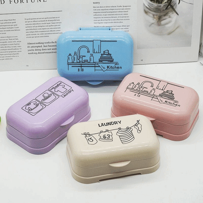 【工厂发货】家用免打孔肥皂盒学生宿舍卫生间肥皂盒架带盖大号沥 皂盒 紫色1个