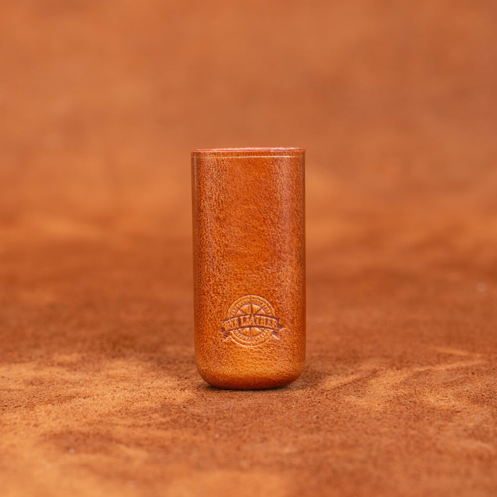 一皮（ONE LEATHER）草蜢cricket打火机皮套无边距手工真皮个性创意复古 【微瑕疵品】 短款-棕色（不含打火机）