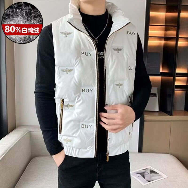 波司登冰洁男士立领马甲白鸭绒2022秋冬季款时尚羽绒保暖背心男装 823灰色【白鸭绒】 M 建议80-105斤