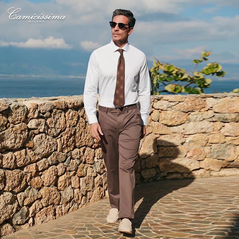 恺米切（CAMICISSIMA）【明星同款】意大利男士长袖衬衫四季免烫多色商务正装高级感 白色主推（修身）IBC5PC02MSD11 41