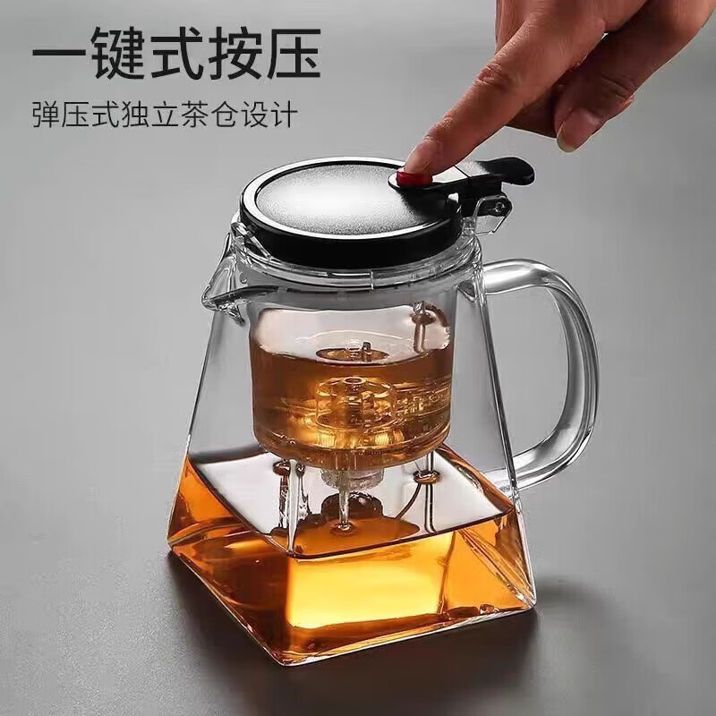 飘逸壶高硼硅玻璃茶壶加厚耐高温防爆过滤泡茶壶茶水分离茶具套装 飘逸壶白色 550ml