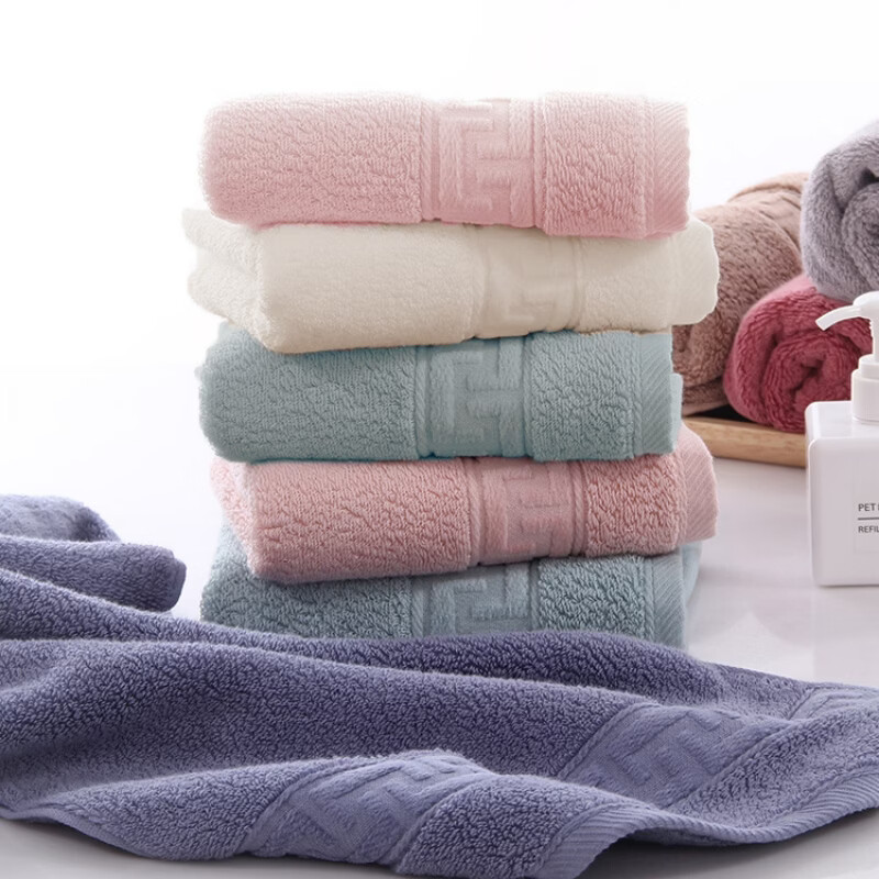 京阪棉屋5A抗菌长绒棉纯棉加厚成人毛巾柔软吸水洗澡浴巾不易掉毛酒店毛巾 抗菌长绒棉面巾-米白色+深咖色 2条