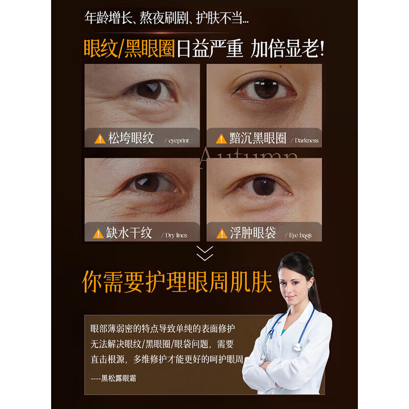 Sunoyar抗皱眼霜淡化细纹提拉紧致黑眼圈眼袋霜去大眼袋严重中老年专用 5盒装【均价41.4】缺水干纹浮肿眼袋