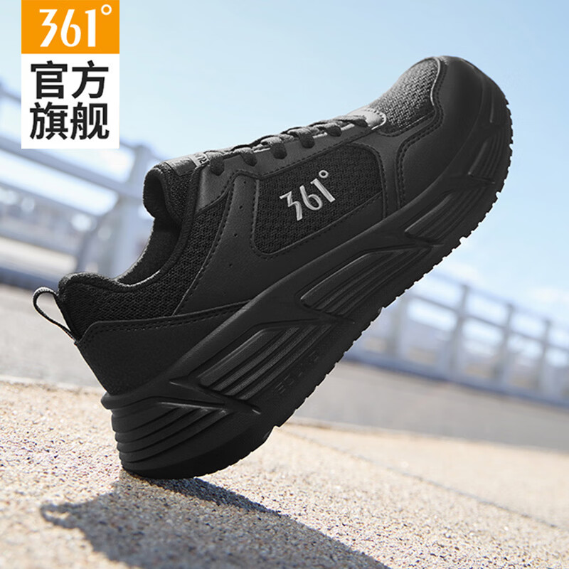 361°女鞋运动鞋2026夏季新款网面透气轻便黑色跑鞋软底防滑跑步鞋子女 曜石黑/奢华金 38