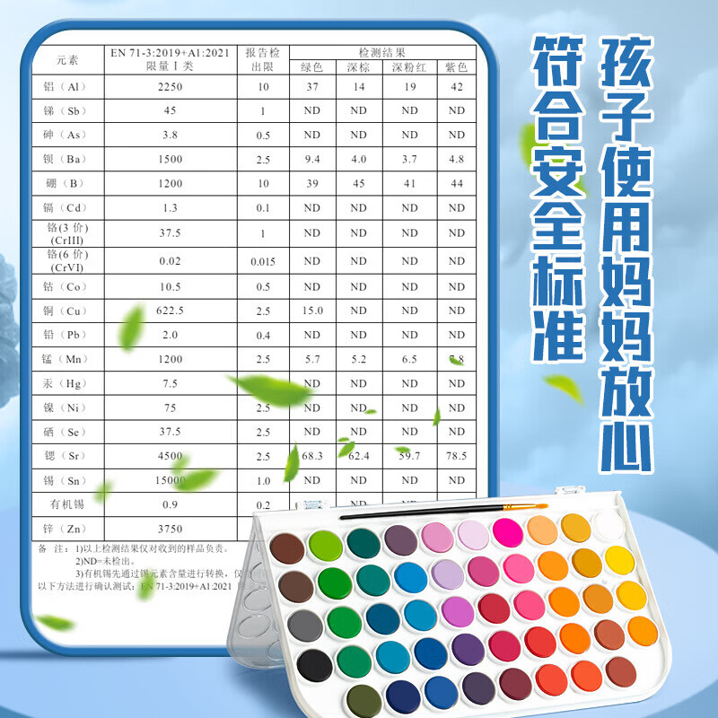 真彩（TRUECOLOR）固体水彩颜料套装全套水粉颜料水彩画美术固体水粉初学者绘画小学生专用水彩固体颜料盒儿童画画颜 固体水彩颜料-48色