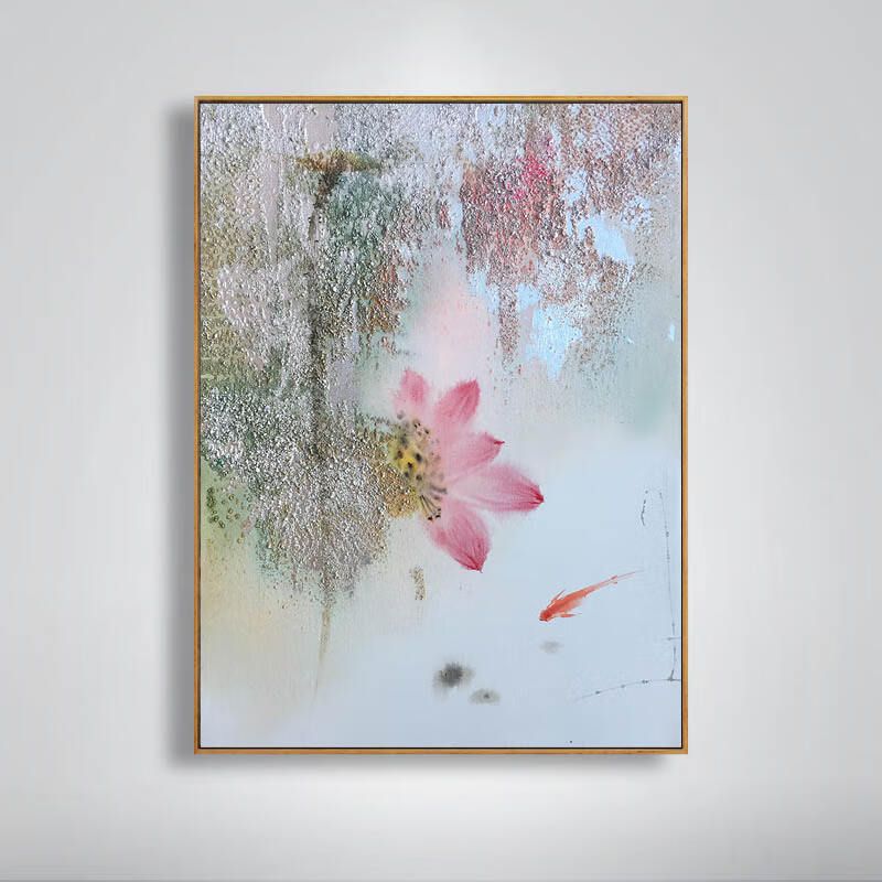 印象斑斓 小荷才露尖尖角 原创手绘油画 现代新中式花卉风景书房客厅