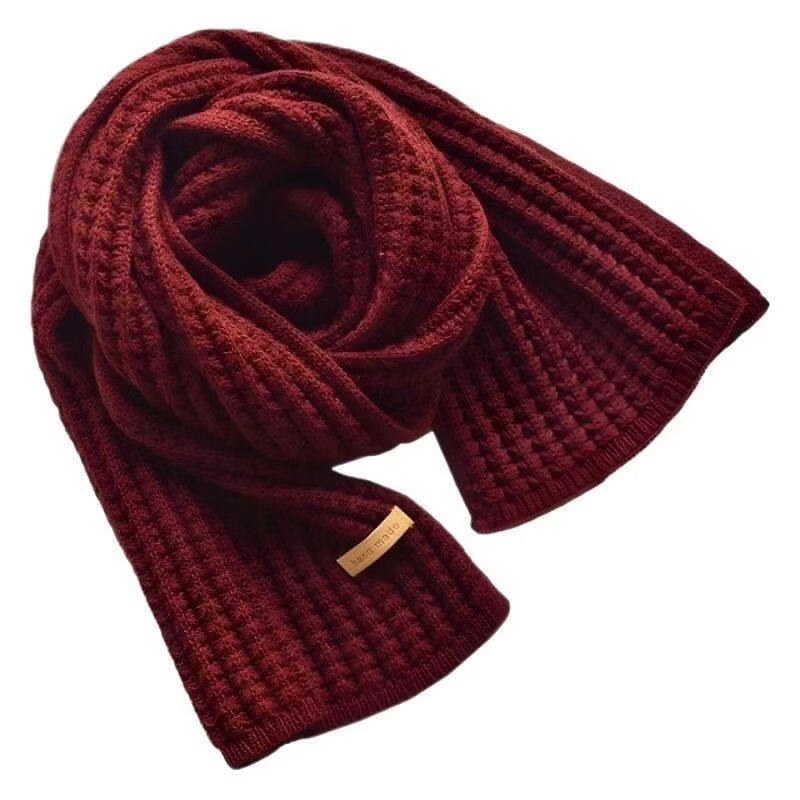 朋意围巾2026新款松鼠绒秋冬百搭户外防寒韩版可爱针织流苏围脖冬季女 【酒红色】糯叽叽系列-羊绒触感
