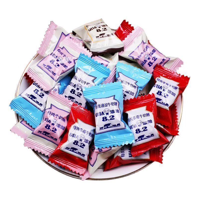 悠哈奶糖散裝糖果特濃混合糖牛奶巧克力清涼草莓1000g喜糖年貨 椰子1000g約220顆散裝