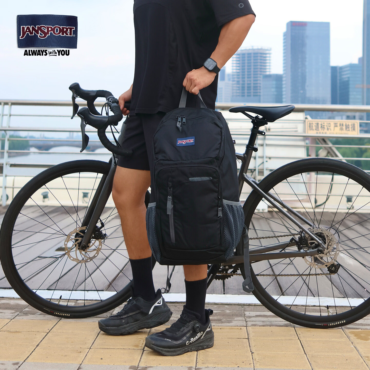 JANSPORT杰斯伯新款商务大容量双肩背包男士旅行轻便电脑包高中生大学生 2T3F3D6商务黑-电脑隔层+水杯侧袋