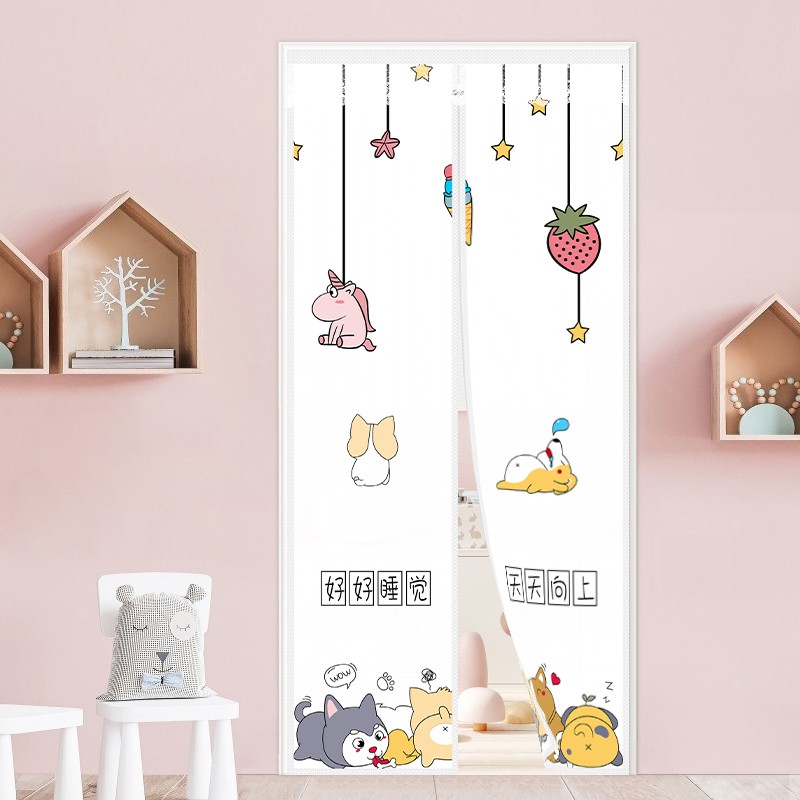 冷气家用厨房门帘防油烟自吸塑料帘免打孔 全磁条eva天天向上魔术贴