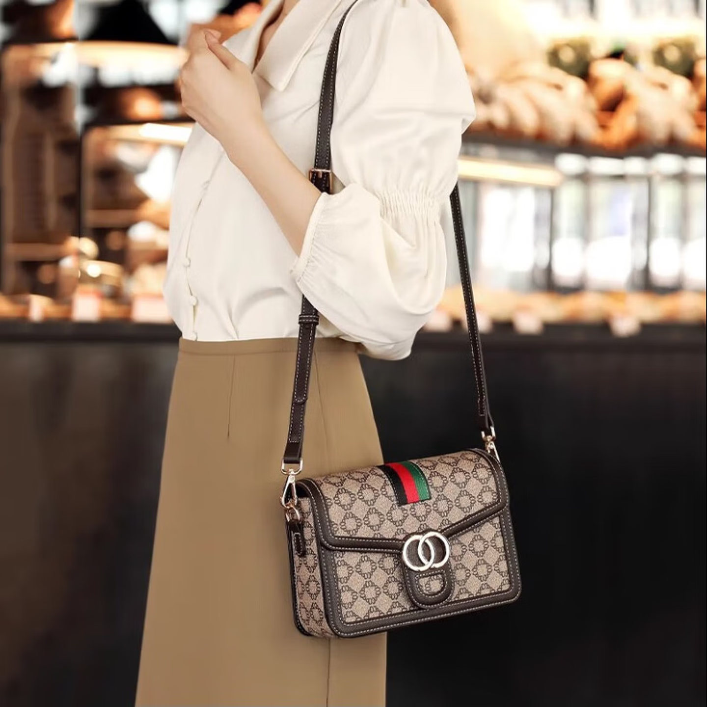 纪诗哲包包女包单肩包女士斜挎包七夕女神节礼物送女友老婆生日纪念日 咖啡色【当/次日达】情人节礼物热卖款 小包精美礼盒包装