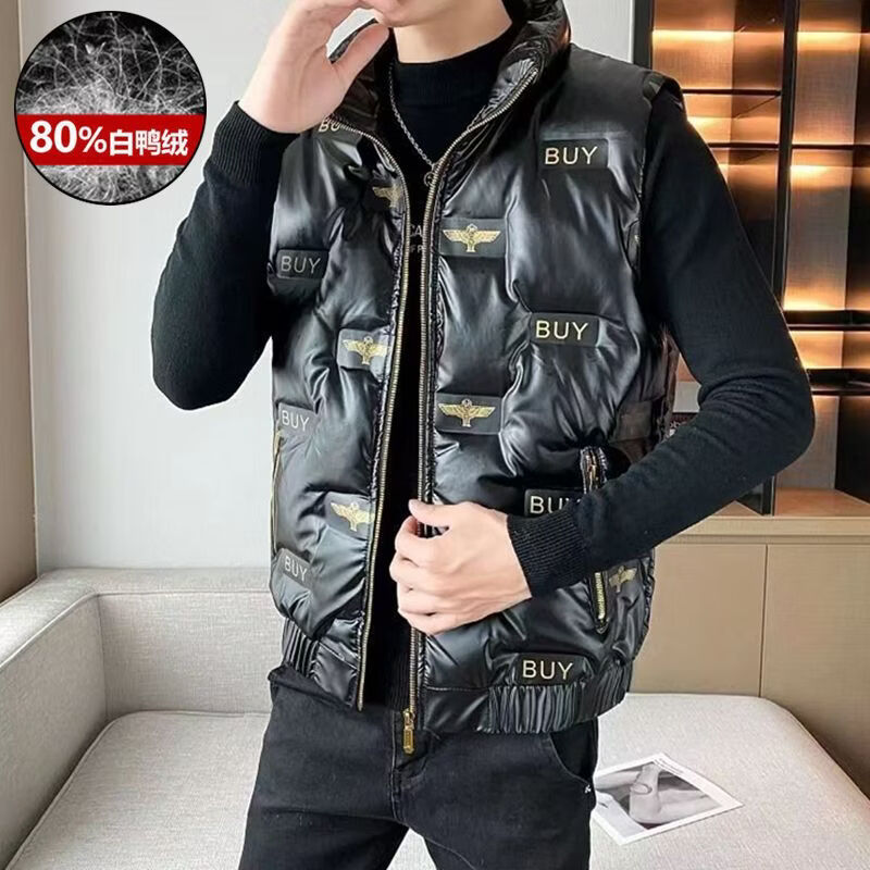 波司登冰洁男士立领马甲白鸭绒2022秋冬季款时尚羽绒保暖背心男装 823灰色【白鸭绒】 M 建议80-105斤