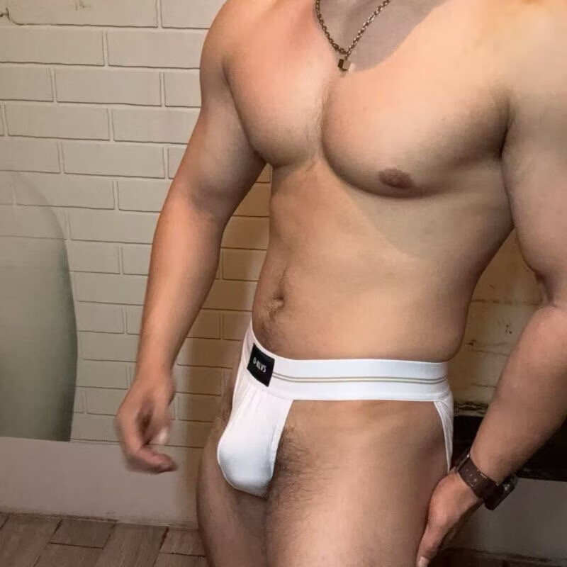 ORLVS男士内裤男低腰高叉三角内裤性感U凸舒适健身运动透气肌肉男 藕粉 1条 2XL