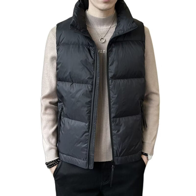 波司登冰洁2025冬季款短款立领羽绒马夹潮男纯色轻薄保暖外套马甲 黑色 L(90-110斤)