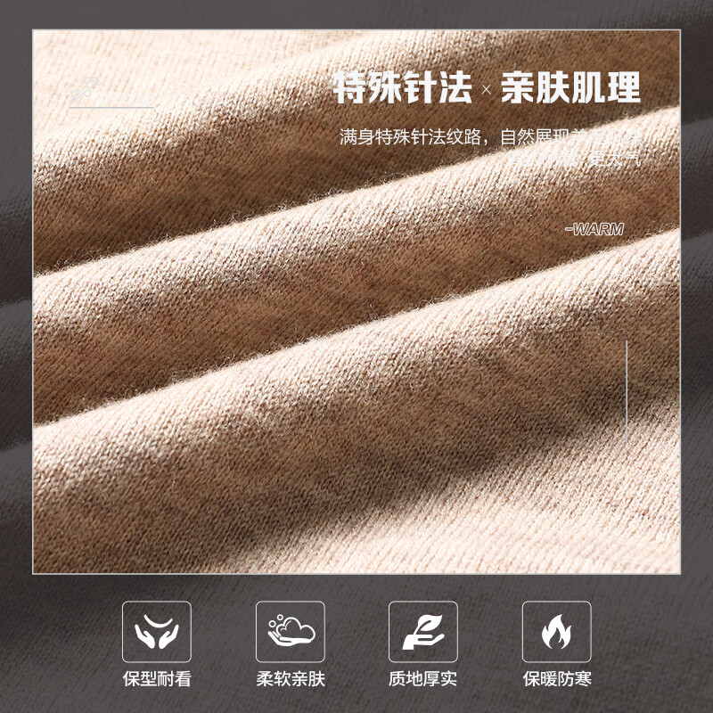 SHANSHAN杉杉纯羊毛衫男冬季商务保暖毛衣爸爸装休闲针织衫中青年内搭上衣 黑灰色 L /175