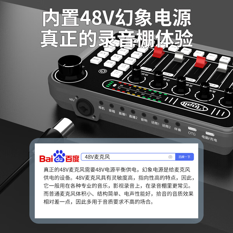 音奈尔（yinail）网红专业外置声卡直播设备48V麦克风一套调音台室内台式电脑录音无线耳机户外手机K歌游戏变音 音奈尔X11+988有线高端电容麦克风