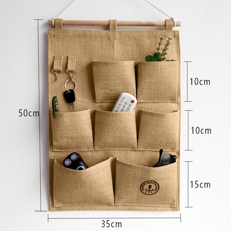 居家布艺多层收纳袋宿舍门后床头墙挂式储物袋学生寝室衣柜壁挂袋 拼红大三兜