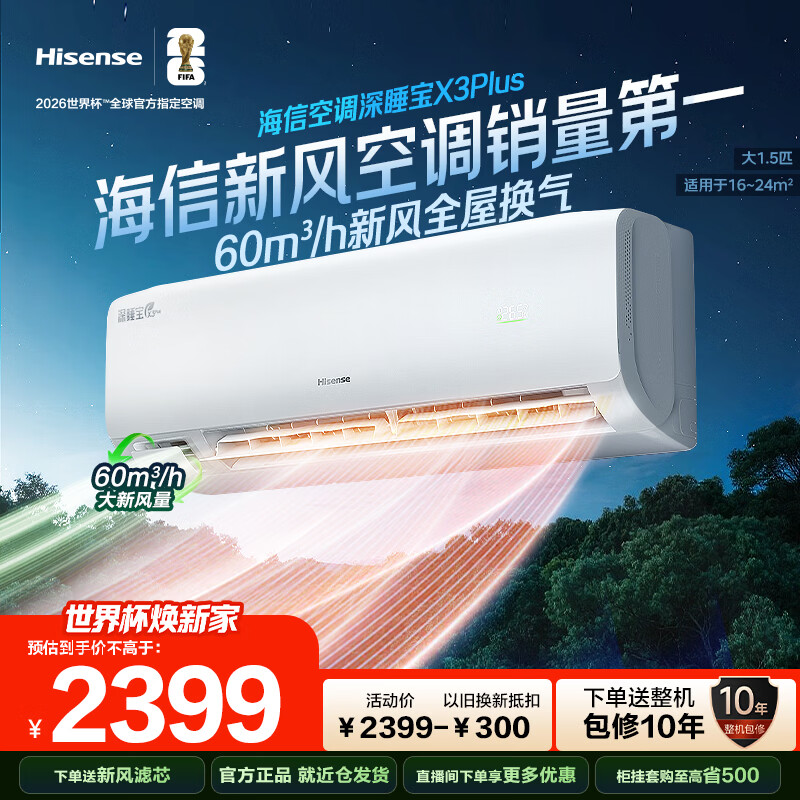 ���ڲ��������ţ�Hisense����˯�·�յ�X3plus ��1.5ƥ ѯ���о�ϲ ���·��� �淿��ȩ �ྻ���� �������� �յ��һ�  ��˯�� ��1.5ƥ ����Ʒ�����²���35X3PLUS ��ѹ����ʮ����� 2399Ԫ