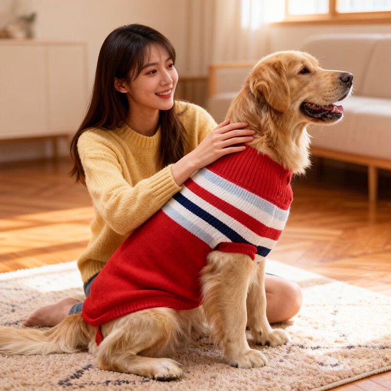 憨憨宠 狗狗衣服 狗衣服宠物衣服秋冬装卫衣中大型犬毛衣金毛大狗衣服 红色 20号适合20-40斤狗狗