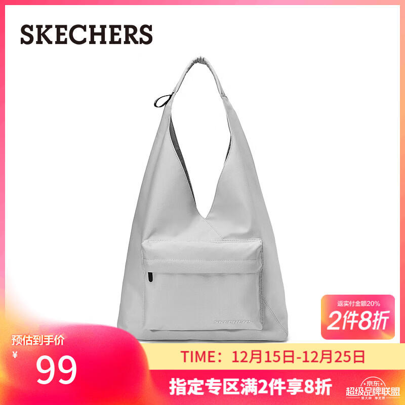 斯凯奇（Skechers）情侣单肩斜挎包托特包时尚休闲大容量L124U140 月球灰/00MV 均码