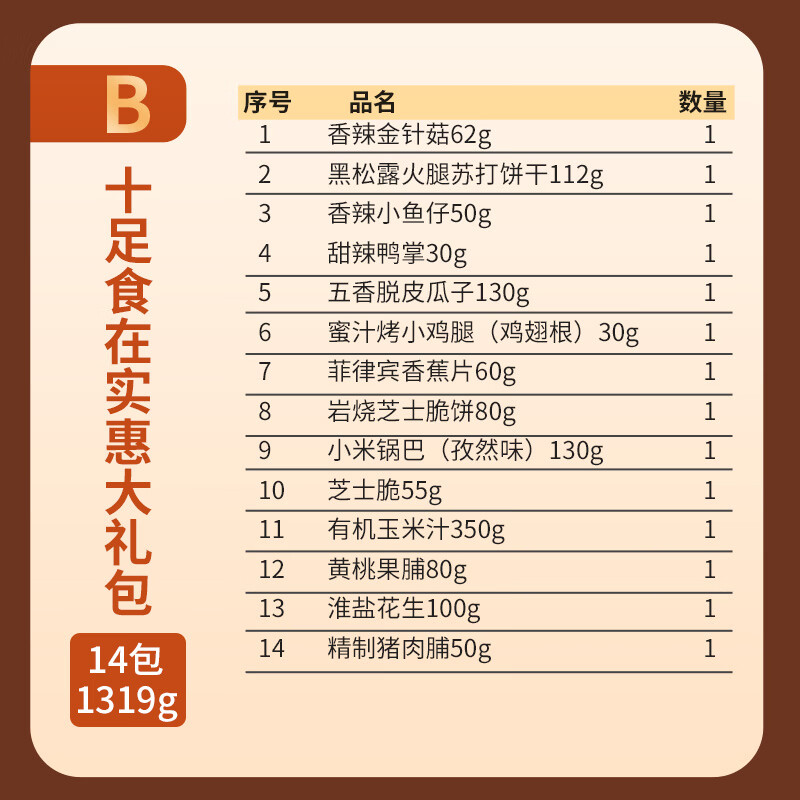 十足蓝色款零食大礼包送人送礼必备伴手礼宿舍大袋零食礼包 食在实惠大礼包