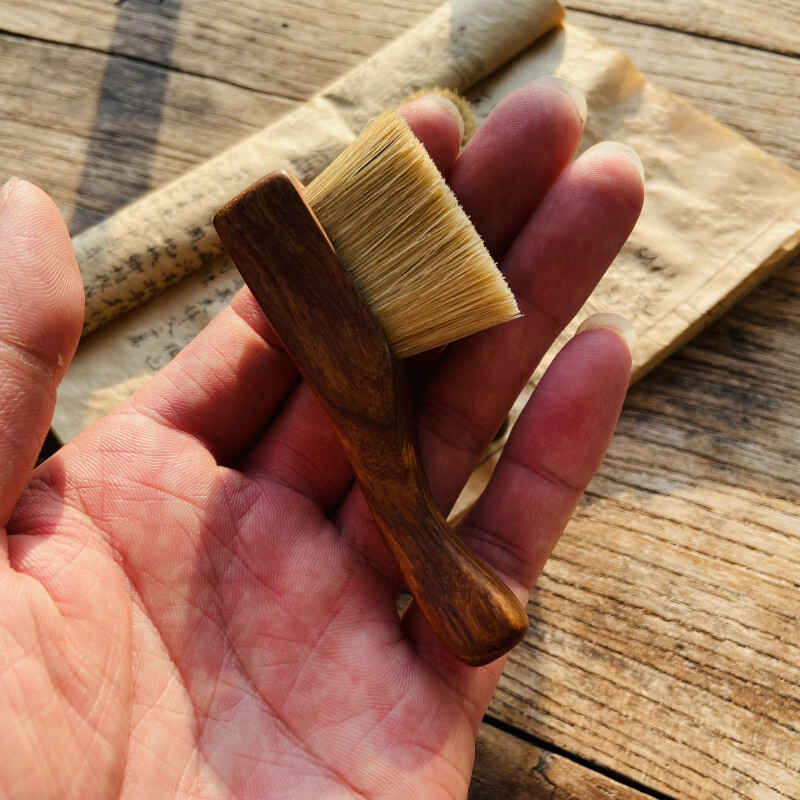胖东来同款天然鬃毛除尘刷迷你万毛刷猪鬃黄鬃刷文玩刷核桃金刚橄 一级黄鬃微瑕花梨木长9宽2.1高4.25cm