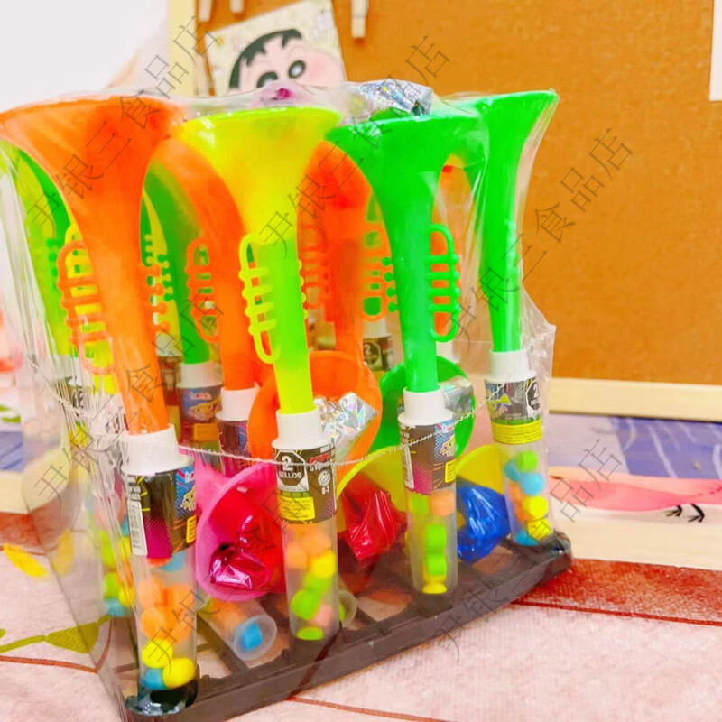 网红出口爆款儿童玩具喇叭造型吹龙儿时回忆小卖部批发幼儿园摆摊 喇叭造型吹龙颜色糖果随机30支