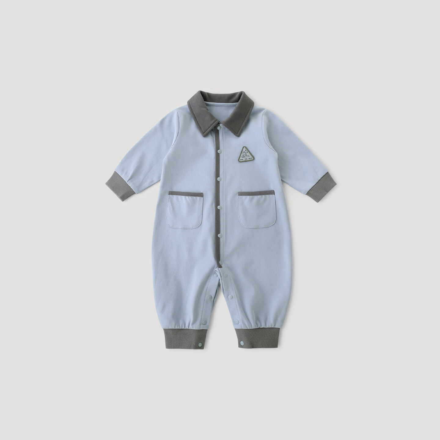 巴厘小猪男宝宝春装连体衣春秋纯棉哈衣洋气幼儿衣服春季小月龄婴儿外出服 布鲁纳蓝 90cm