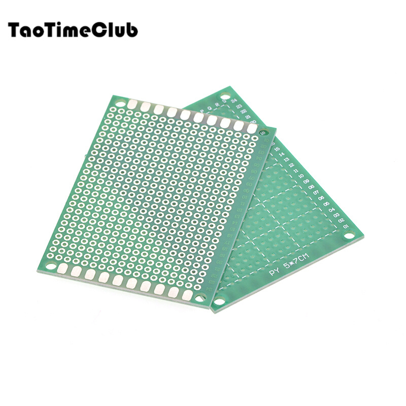 TaoTimeClub 喷锡PCB板 玻纤实验板 电木板  洞洞板 万用板 PCB电路板洞 单面喷锡PCB板 5*7cm