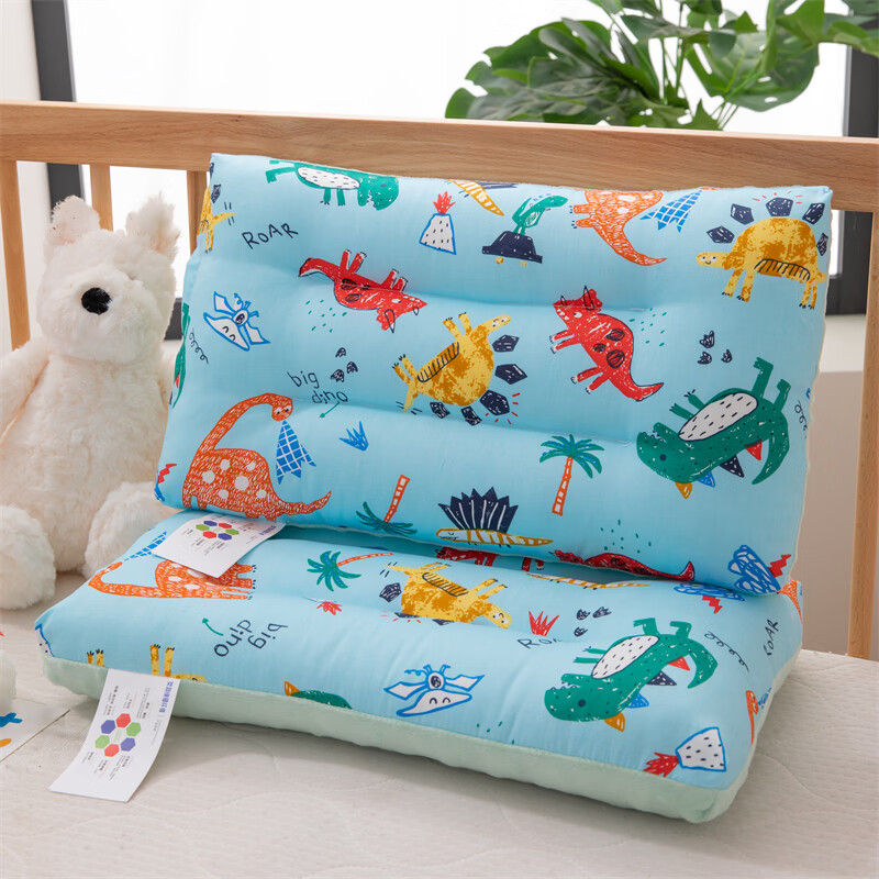 江南猫婴儿童枕头护颈枕睡眠颈椎病深度睡眠豆豆枕芯一套一芯学生宿舍FX 大童款【豆豆枕】蓝色50*30cm1只