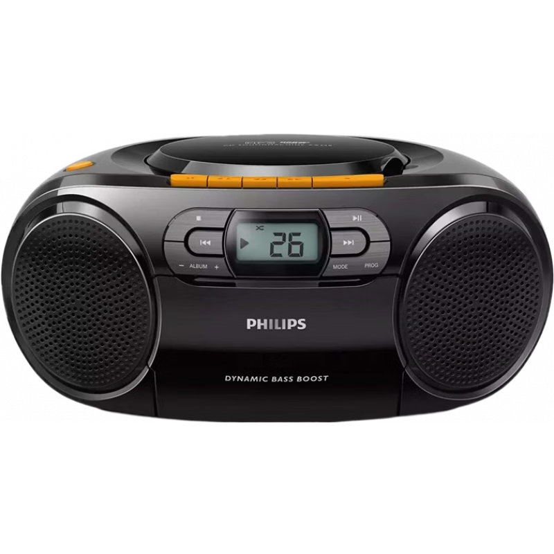 飛利浦（PHILIPS） Boombox 便攜式CD盒式磁帶播放器 USB HiFi立體聲音響 多功能音箱 FM/USB/MP3/磁帶 AZ328 黑色