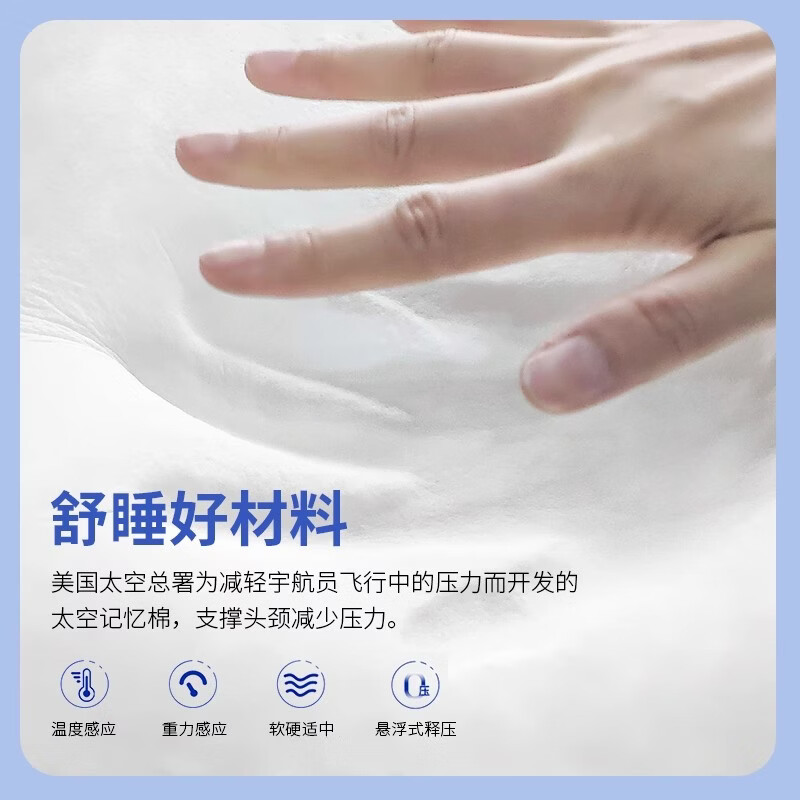 ZSVIP 足淑德国孕妇助眠枕头记忆棉家用矫正睡姿专用不塌陷止鼾神器护颈椎枕 分区护颈助眠枕【新升级2.0】天空蓝