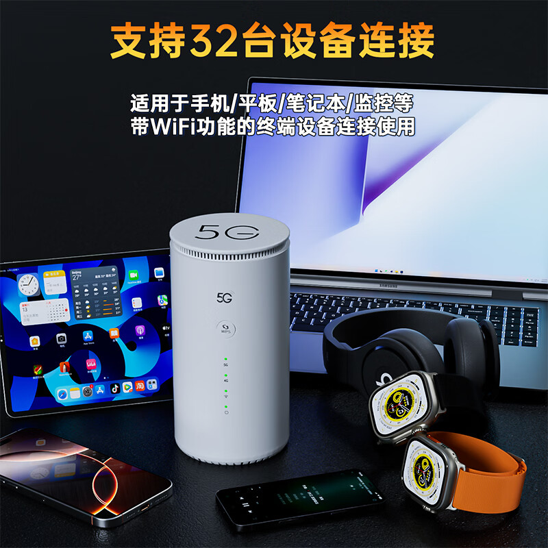 羽浪5g随身wifi6移动无线cpe路由器免插卡千兆双频车载上网高速流量户外直播商务办公2025款移动wifi 5G旗舰顶配版【性能提升搭载高增益天线】 支持32台设备连接