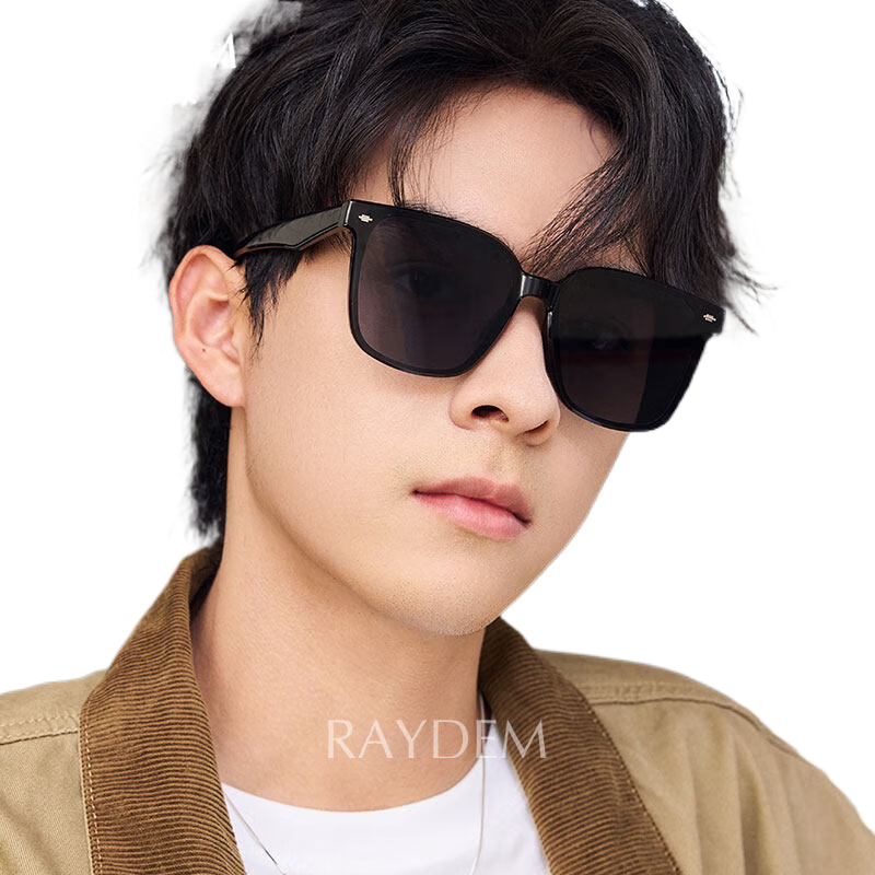 雷德蒙男士大框高清遮陽墨鏡開車專用駕駛太陽鏡男強光防曬眼鏡 亮黑框_黑灰尼龍片(太陽鏡)_RF003