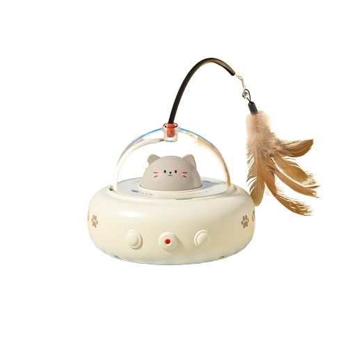 皓依智能猫玩具猫咪自动逗猫棒电动激光自嗨解闷神器猫猫小猫幼猫宠物 【太空白】智能激光逗猫飞船USB款