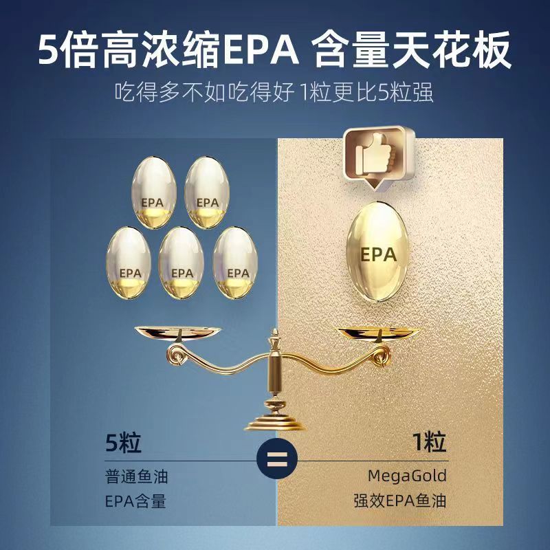 HE&MEMegaGold深海鱼油软胶囊高浓纯度60粒/瓶美国进口浓缩EPA1000鱼油 60粒*1瓶