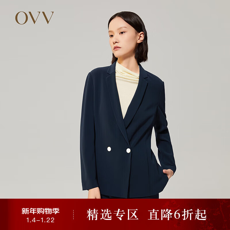 OVV2022秋冬新款女装三醋酸轻薄透气日常套装西服外套 藏青B9 L
